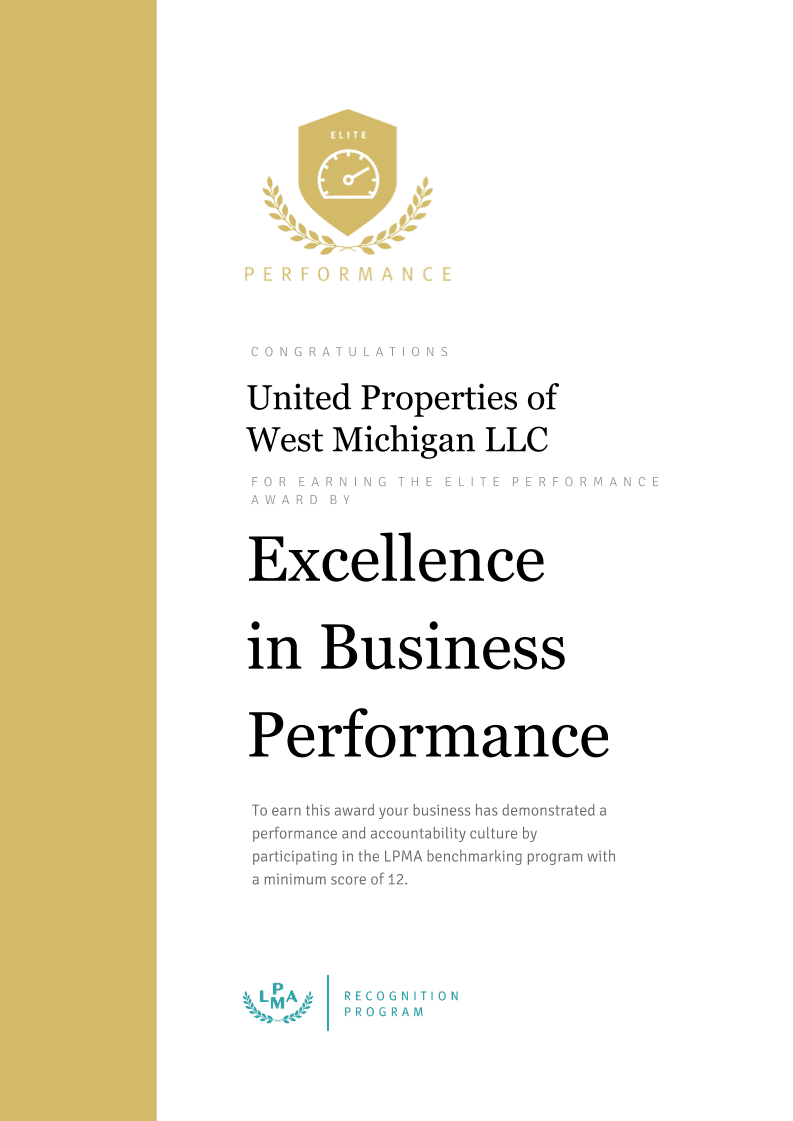 Excellence in Business Performance Award for United Properties of West Michigan.